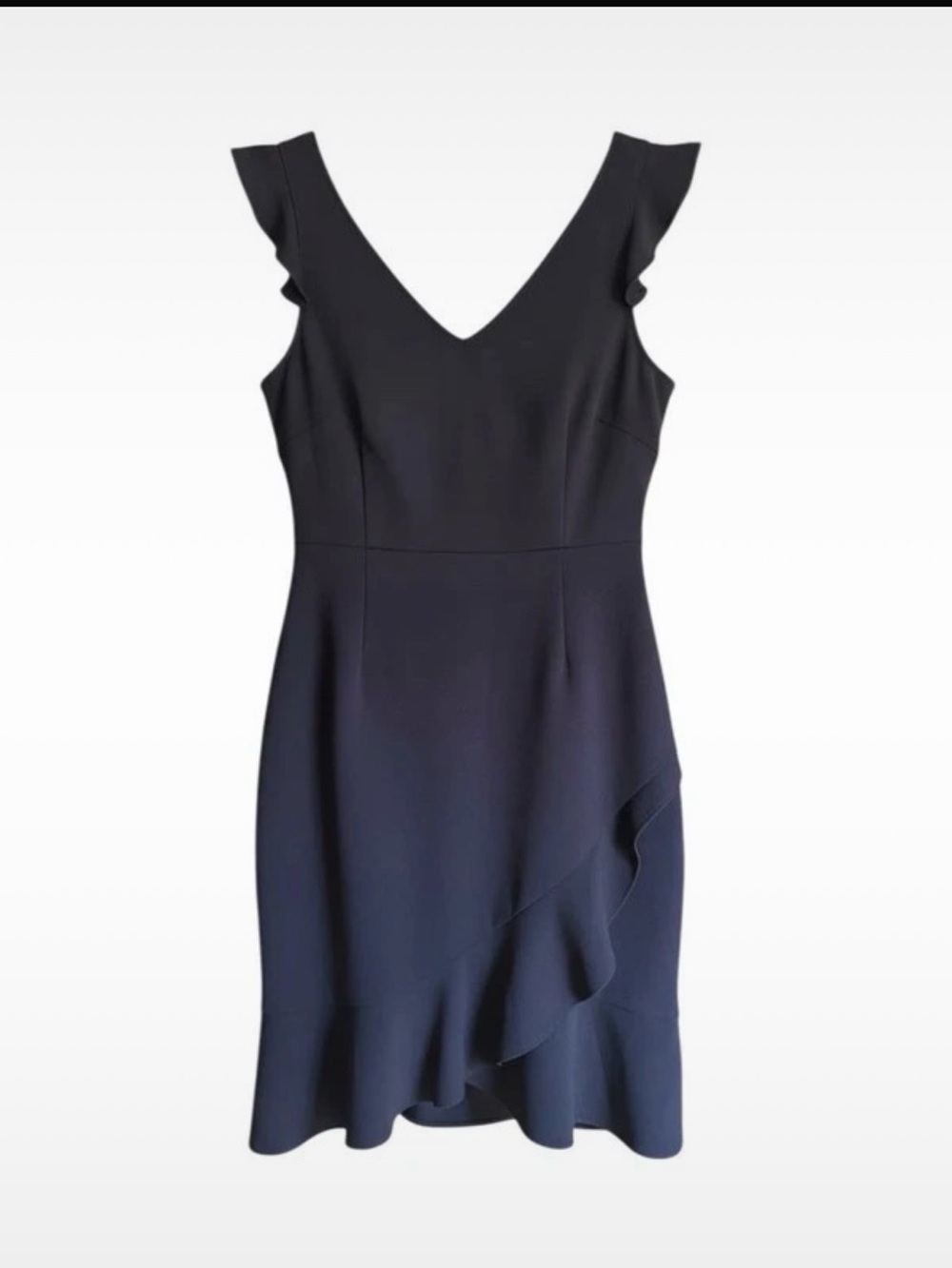 The Vanity Room Black Ruffle V-Neck Dress XL